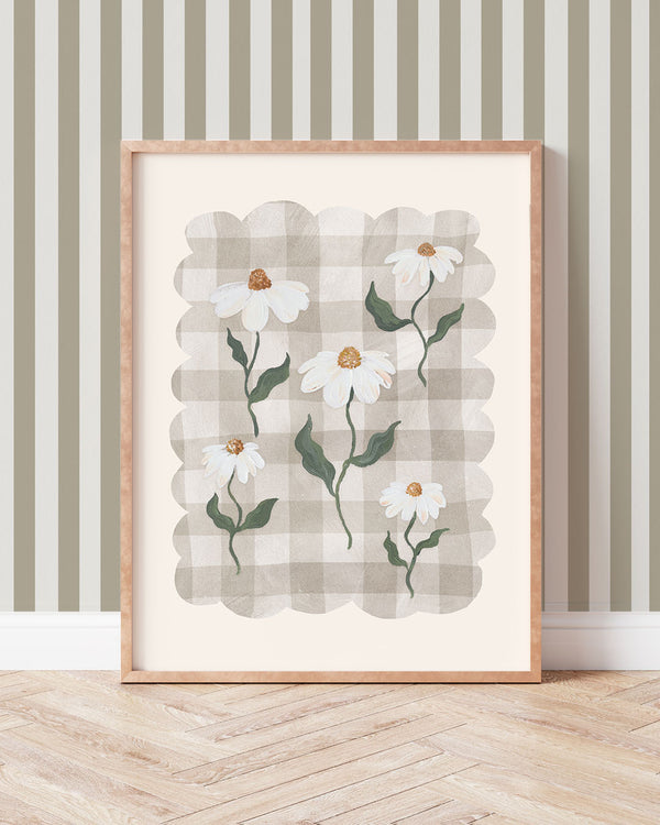 Daisy Daisy botanical floral pattern theme illustration art print for girls nursery decor