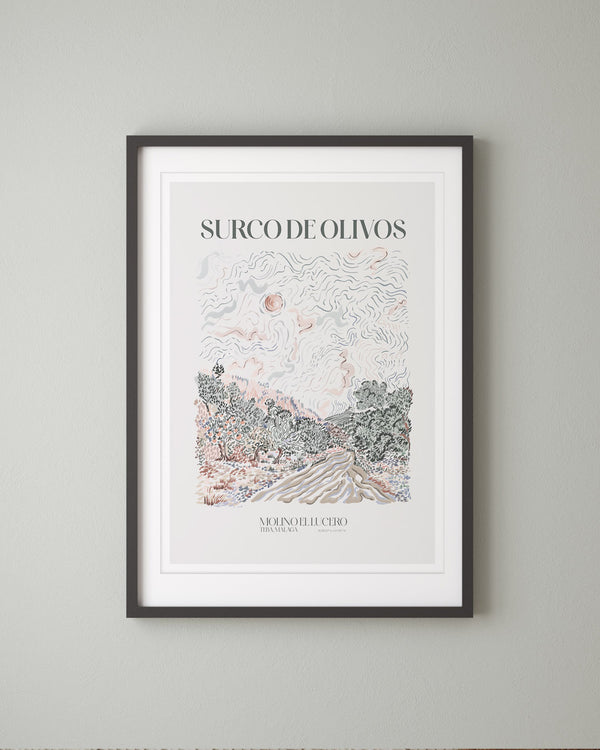 Surco De Olivos modern abstract botanical tree scene illustration art print for contemporary home