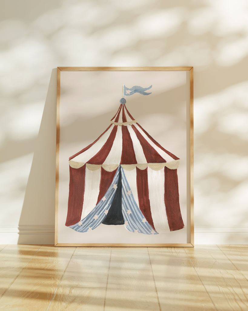 Big Top Tent Art Print – Circus Kids Room Wall Art– Lion & The Pear