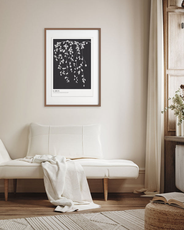 Alternative framing setup highlighting the classic text design of the Karios print